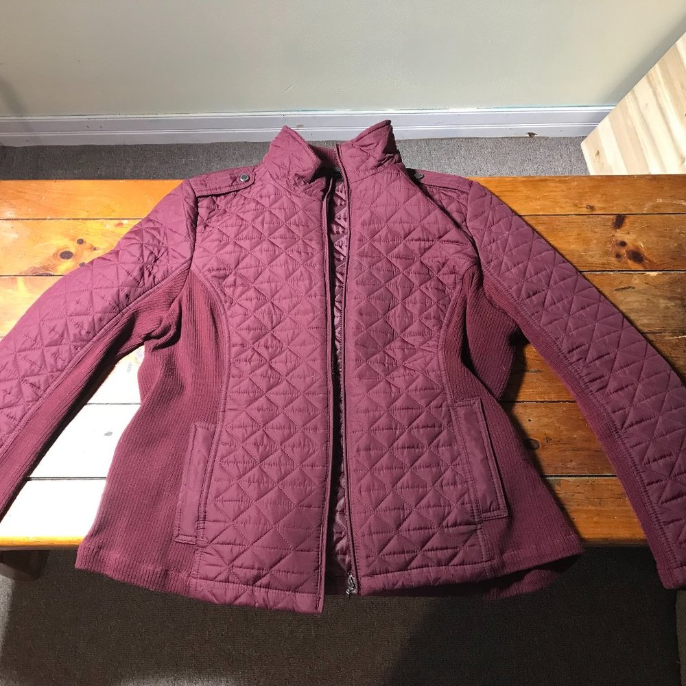 "Weatherproof" quited purple jacket